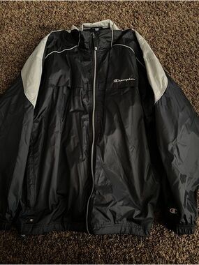 Champion Black Jacket with Light Gray Panels
